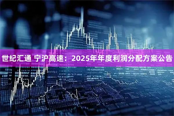 世纪汇通 宁沪高速：2025年年度利润分配方案公告